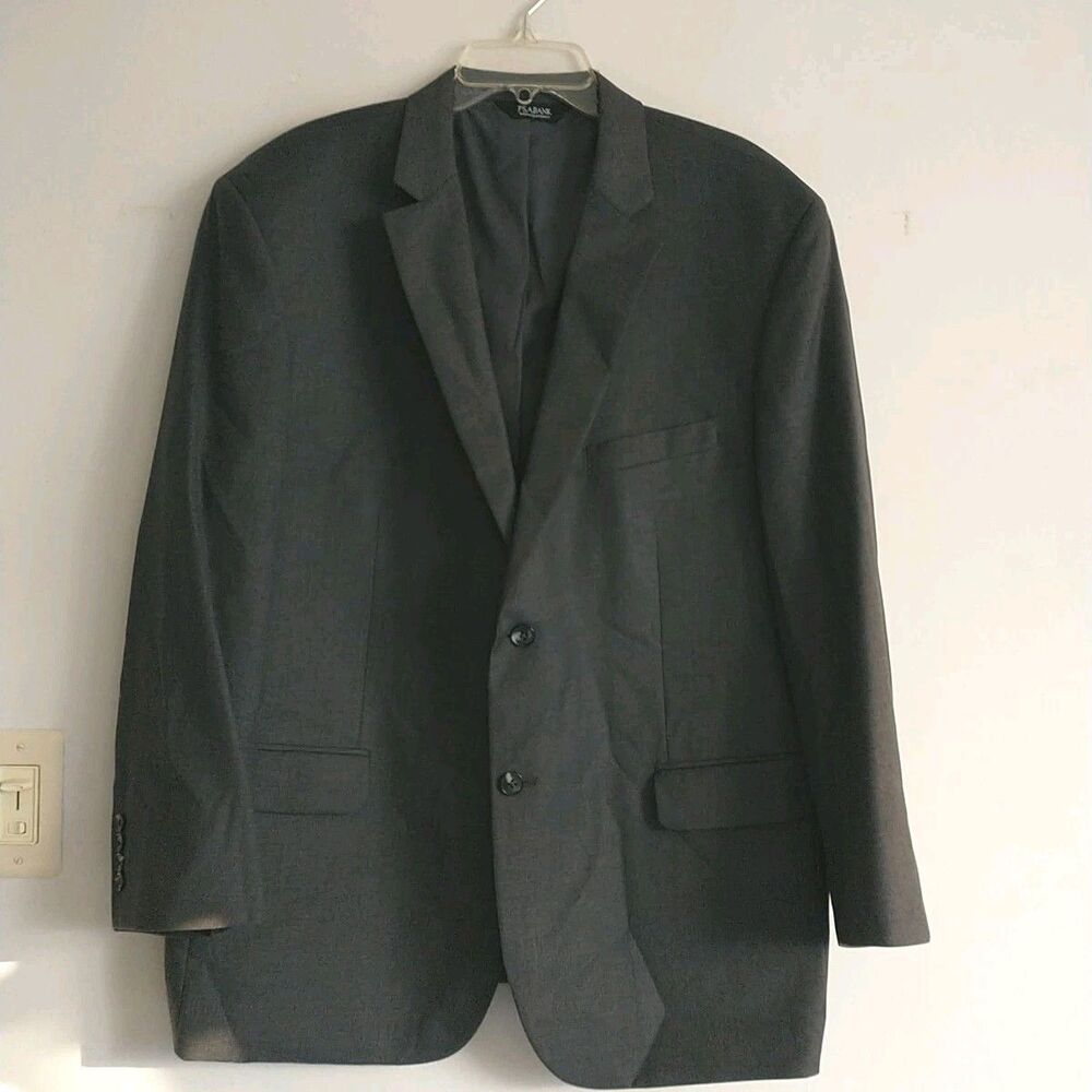 JosA Bank Blazer Sport Coat Mens 48R Gray Wool Traveler TraditionalFit TwoButton